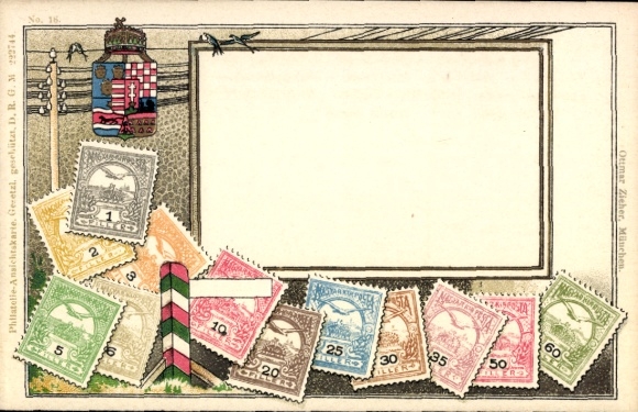 Briefmarken Ak Ungarn, Wappen