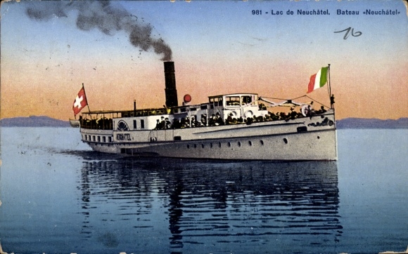 Ak Lac de Neuchâtel, Dampfer
