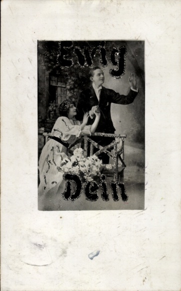 Glitzer Ak Ewig dein, Liebespaar, Portrait