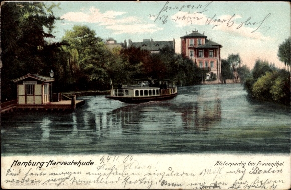 Ak Hamburg Eimsbüttel Harvestehude, Alsterpartie bei Frauenthal, Fähre