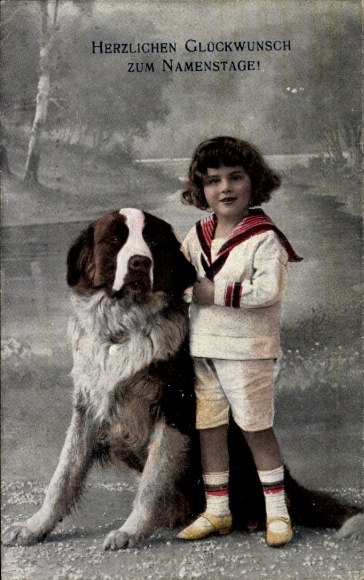 Ak Glückwunsch Namenstag, Junge, Bernhardiner
