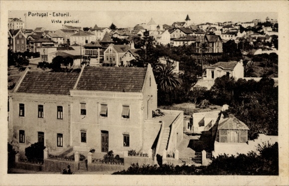 Ak Estoril Cascaes Cascais Portugal,  Portugal, teilweise Sicht, Häuser, Bäume