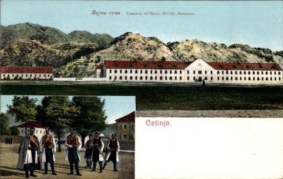 Ak Цетиње Cetinje Montenegro, Militär-Kaserne, Soldaten in Uniform, Cetinje
