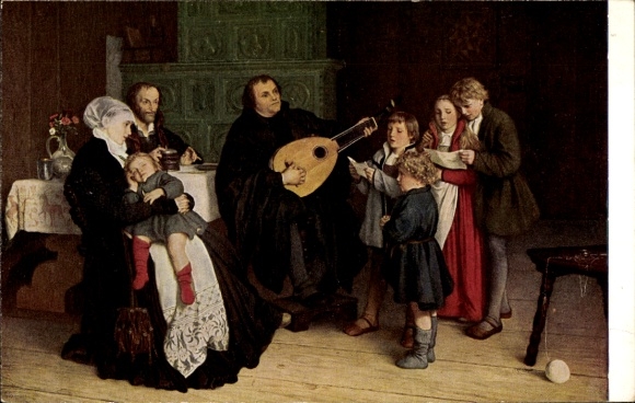 Künstler Ak Spangenberg, G. A., Luther im Kreise seiner Familie