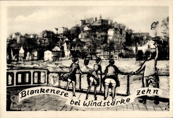 Ak Hamburg Altona Blankenese, Blick auf den Ortsteil mit Süllberg vom Wasser aus