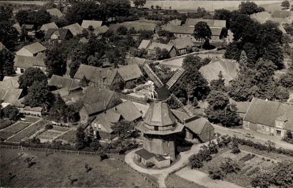 Ak Martfeld Niedersachsen, Fliegeraufnahme, Windmühle