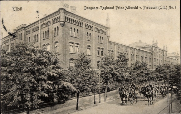 Ak Sowjetsk Tilsit Ostpreußen, Dragoner Regiment Prinz Albrecht von Preussen (Lit.) No. 1, Kaserne