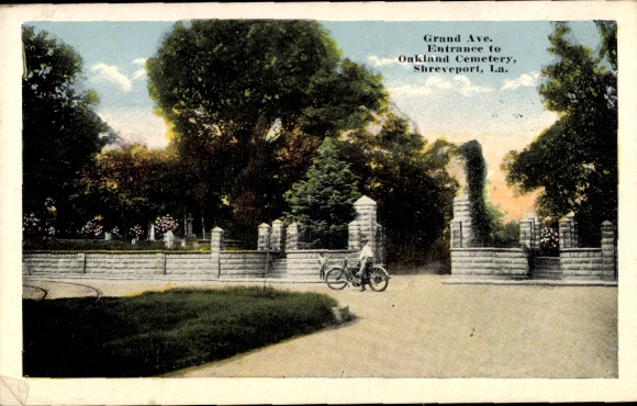 PC Shreveport Louisiana USA, Grand Avenue, Entrance to Oakland Cemetery