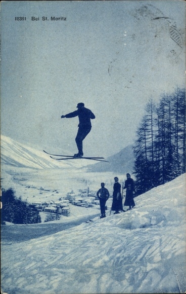 Ak Sankt Moritz Kanton Graubünden, Winterlandschaft, Ski, Neujahr