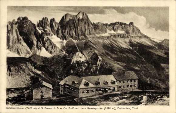Ak Bozen Bolzano Südtirol, Schiernhäuser, Rosengarten, Dolomiten