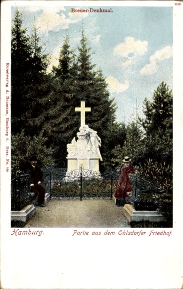 Ak Hamburg Nord Ohlsdorf, Das Breuer Denkmal auf dem Friedhof