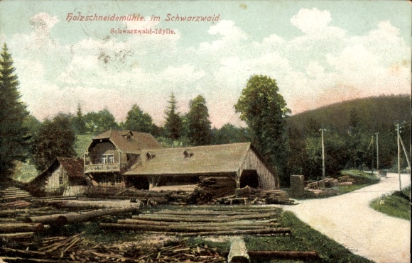 Ak Holzschneidemühle im Schwarzwald
