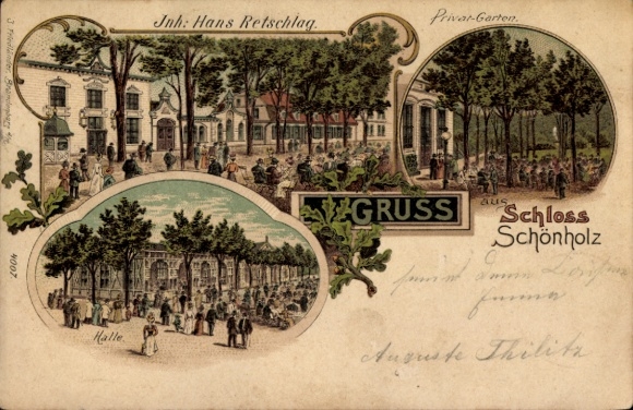 Ak Berlin Pankow Niederschönhausen Schönholz, Gastwirtschaft Schloss Schönholz, Inh. Hans Retschlag