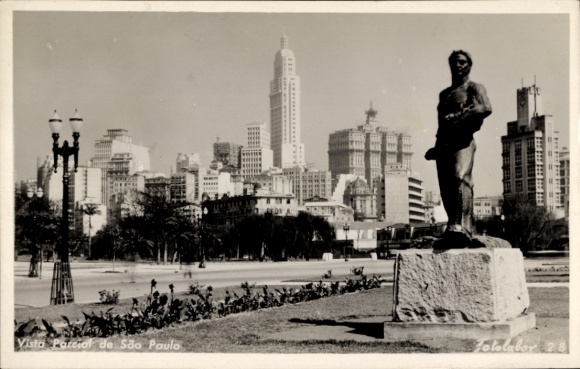 Ak São Paulo Brasilien, Teilansicht, Statue