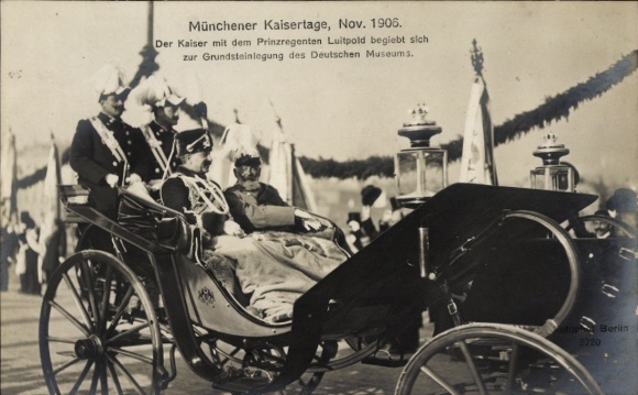 Ak Münchener Kaisertage 1906, Wilhelm II., Prinzregent Luitpold, Grundsteinlegung Deutsches Museum