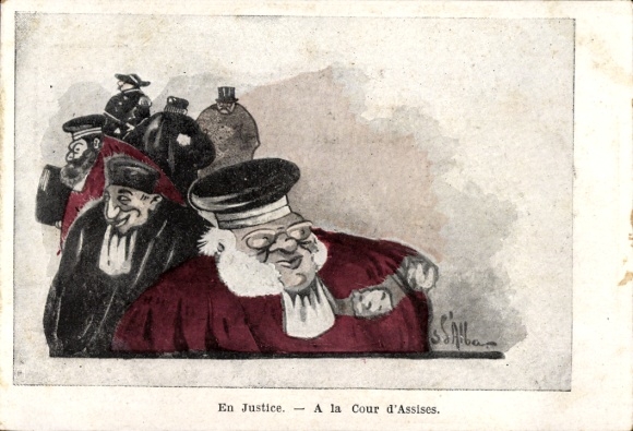 Judaika Künstler Ak In Justice, beim Schwurgericht