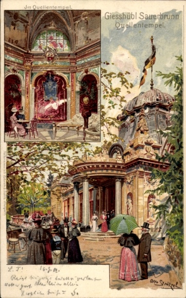 Künstler Ak Strützel, O., Gießhübl Niederösterreich, Sauerbrunn, Quellentempel