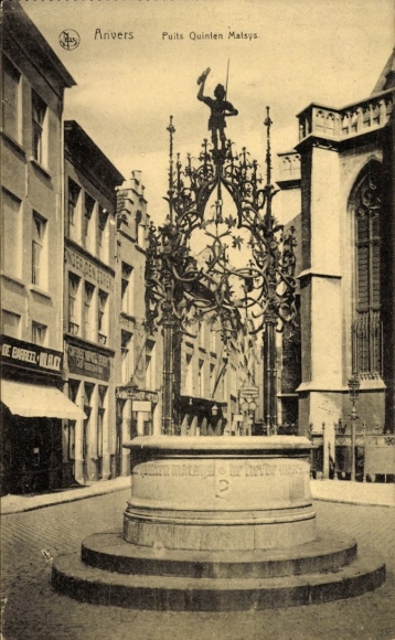 Ak Anvers Antwerpen Flandern, Brunnen Puits Quinten Matsys,  Statue,  