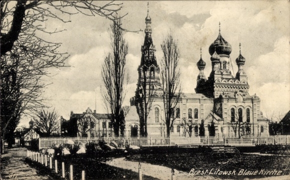 Ak Brest Litowsk Weißrussland, Blaue Kirche