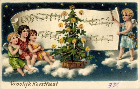 Präge Ak Frohe Weihnachten, Engel