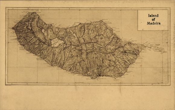 Landkarten Ak Insel Madeira Portugal, Insel aus Vogelschau