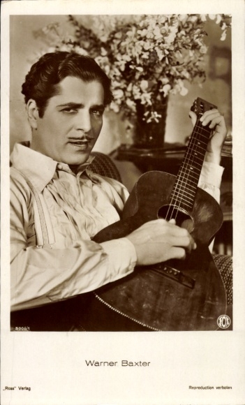 Ak Schauspieler Warner Baxter, Portrait, Gitarre