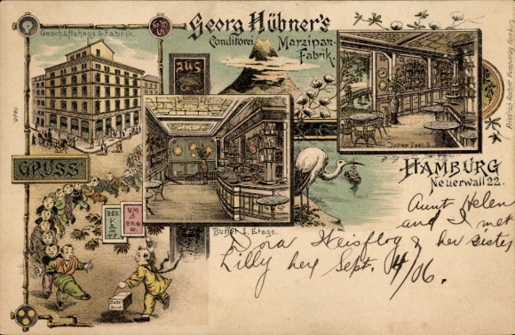 Vorläufer Litho Hamburg, Georg Hübners Konditorei und Marzipanfabrik, Neuerwall 22