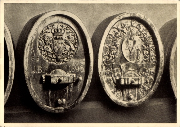 Ak Rüdesheim am Rhein, Haus Fromm, Küfer Meisterstücke in Keller 19