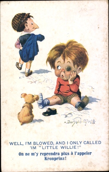 Künstler Ak McGill, D., Verprügelter Junge, Hund