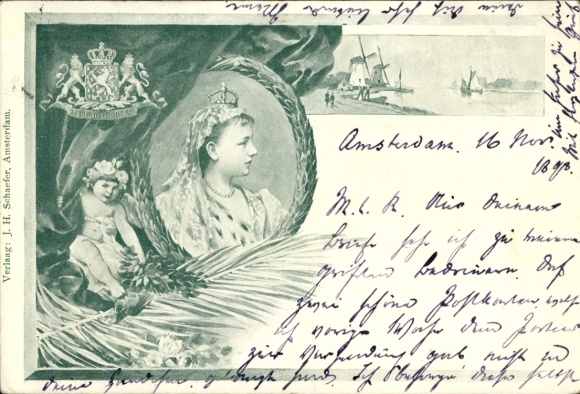 Litho Wilhelmina der Niederlande, Jugendbildnis