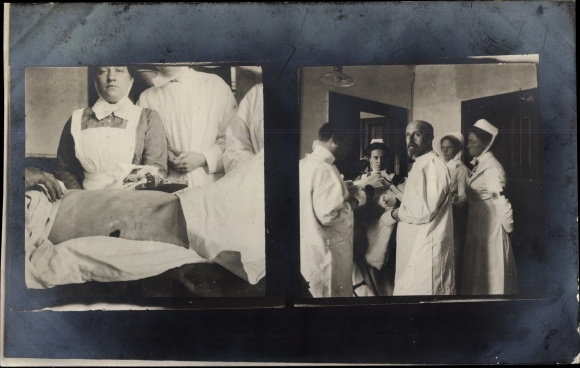 FotoAk Gliwice Gleiwitz Schlesien, Ned. Ambulance Lazarett Niederländ. Rotes Kreuz, Kriegsversehrter