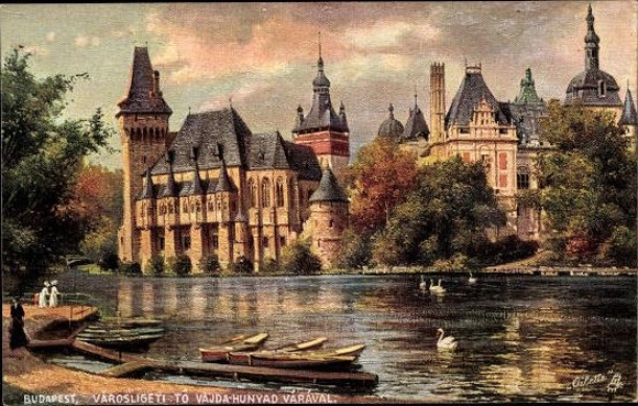 6 Künstler AK im Umschlag Budapest Ungarn, von Noel Beraud