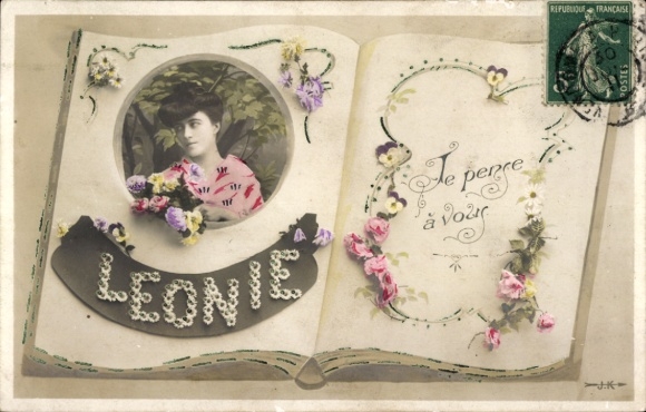 Buchstaben Ak Vorname Leonie, Frauenportrait