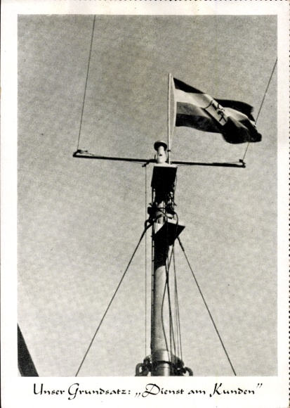 Ak Unser Grundsatz: Dienst am Kunden, Mast mit Flagge K.I.A.G., Kohlen-Import AG, Reederei Poseidon