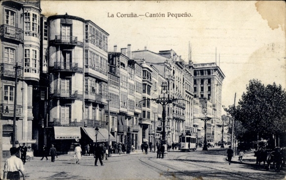 Ak La Coruña Galicien, Cantón Pequeño, Straßenbahn