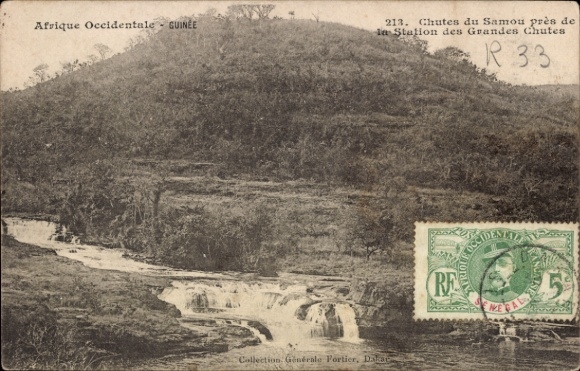 Ak Guinea, Samou-Fälle in der Nähe der Grandes Chutes Station