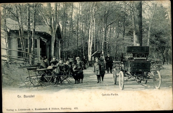 Ak Hamburg Groß Borstel, Gastwirtschaft im Gehölz, Fahrzeug