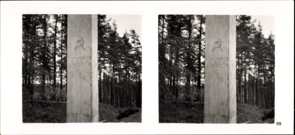 Stereo Raumbild Foto "Die Soldaten des Führers im Felde", Nr. 69, Russischer Grenzpfahl
