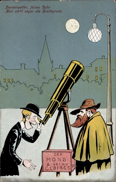 Ak Donnerwetter, feines Rohr, man sieht sogar die Breitegrade, Der Mond & seine Gebirge