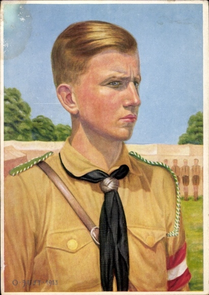 Künstler Ak Just, Oskar, Hitlerjugend, HJ-Führer in Uniform, Portrait, 1933