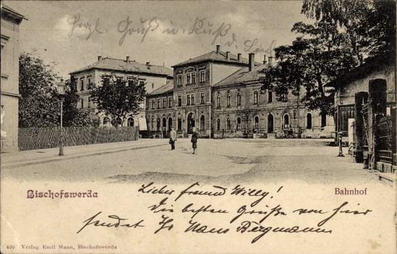 Ak Bischofswerda in Sachsen, Bahnhof, Straßenansicht