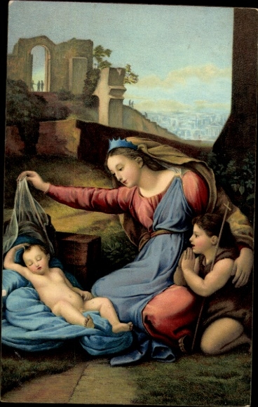 Künstler Ak Raffael,La Vierge au Voile,Heilige Jungfrau