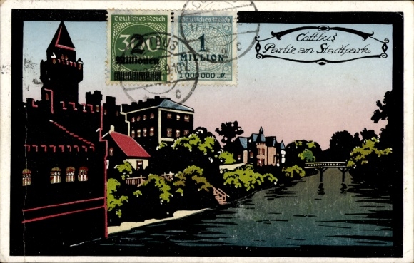 Leuchtfenster Ak Cottbus Brandenburg, am Stadtpark