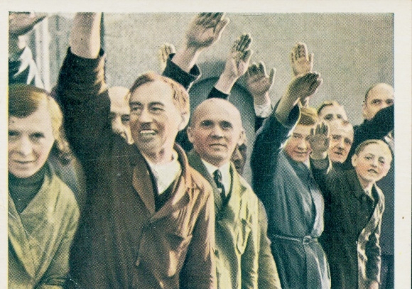 Sammelbild Der Staat der Arbeit und des Friedens, Siemens Arbeiter begrüßen Adolf Hitler