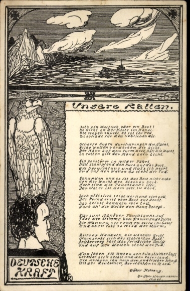 Künstler Ak Deutsche Kraft, Unsere Ratten, Gedicht U-Boot-Obersteuermann-Maat Oskar Rathwig