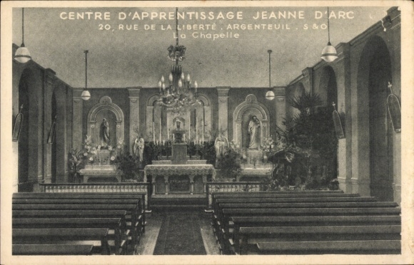 Ak Argenteuil Val d'Oise, Zentrum der Verehrung von Jeanne d'Arc, die Kapelle, Rue de la Liberte