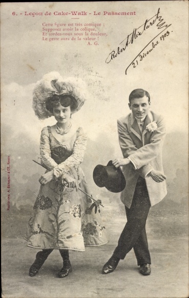 Ak Editions Bergeret, Lecon de Cake Walk, le Passement, Tänzer