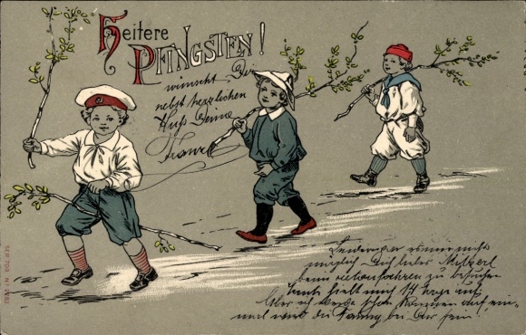 Künstler Ak Fröhliche Pfingsten, Kinder