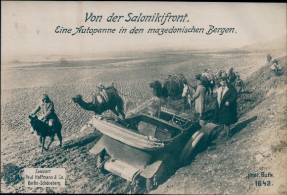 Ak Von der Salonikifront, Eine Autopanne in den mazedonischen Bergen, I. WK