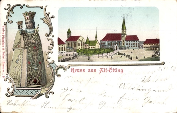 Leuchtfenster Ak Altötting in Oberbayern, Gnadenbild, Kirche